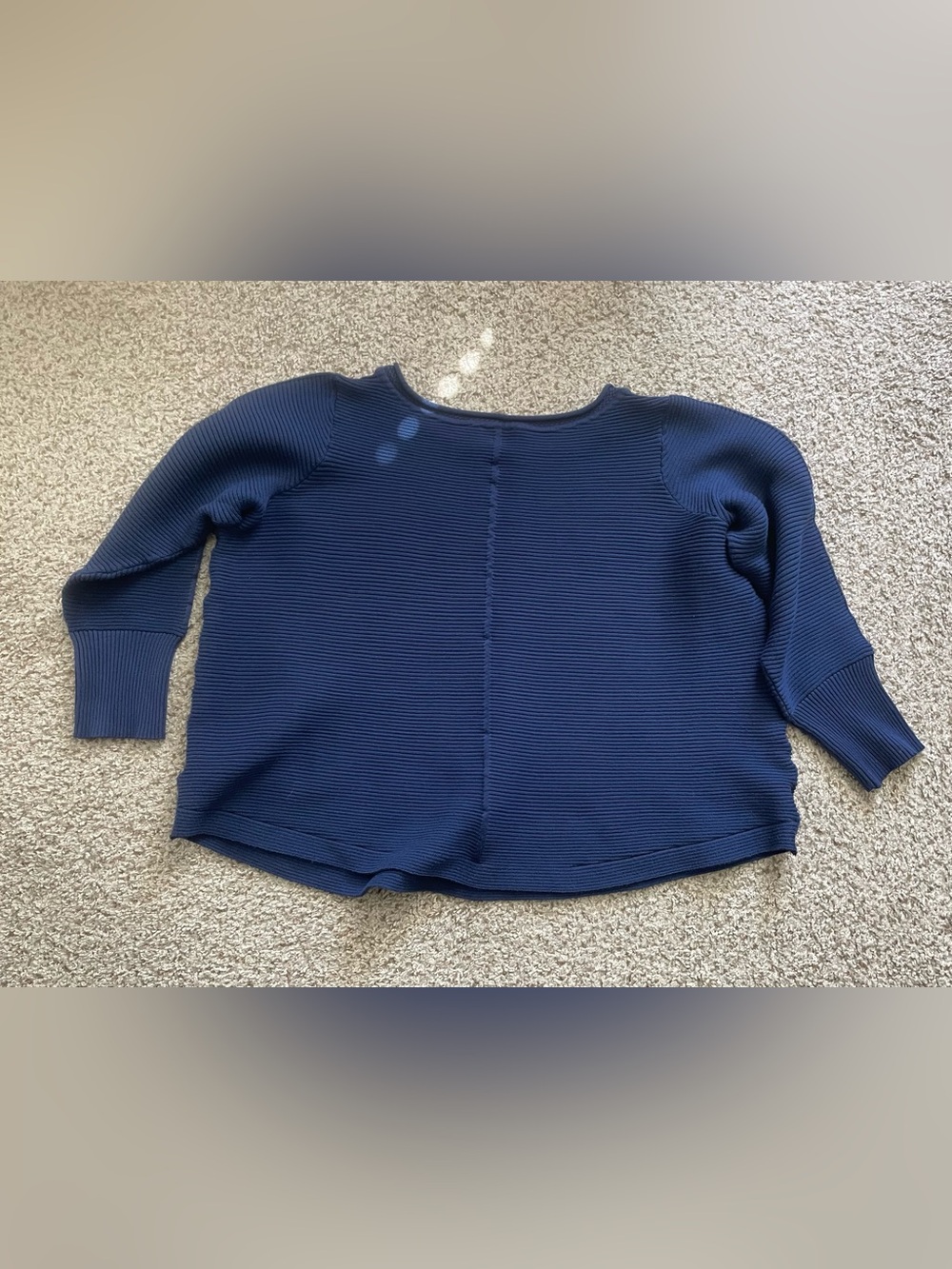 Cyrus Navy Ribbed Long-Sleeve Top